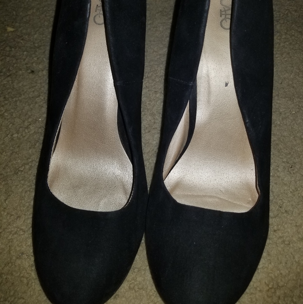 Black suede wedges